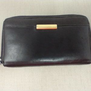 CHOCOLATE BROWN LEATHER ORGANIZER WALLET